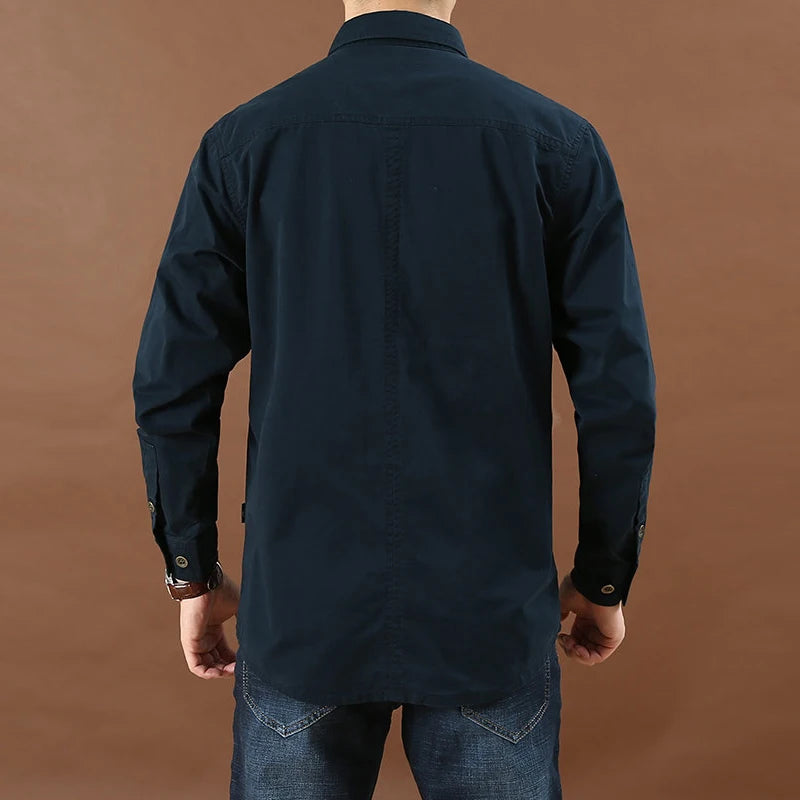 Military Tactical Men's Long Sleeve Shirt Cotton Casual Slim Fit Top Men's Outdoor Combat Training Sports Clothing Plus Size 5XL