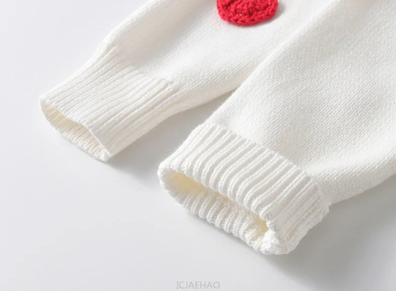Teen Girl Clothes 2025 Children New Korean Cardigan Girls Knit Jacket Spring Autumn Outfit Style Costume Handmade Heart DIY Kids