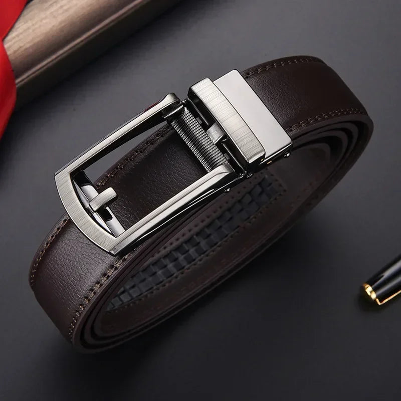 Men's Click Belt Business Luxury Designer Brand Genuine Leather Belts Jeans Automatic Adjustable Alloy Buckle Waist Straps Belts