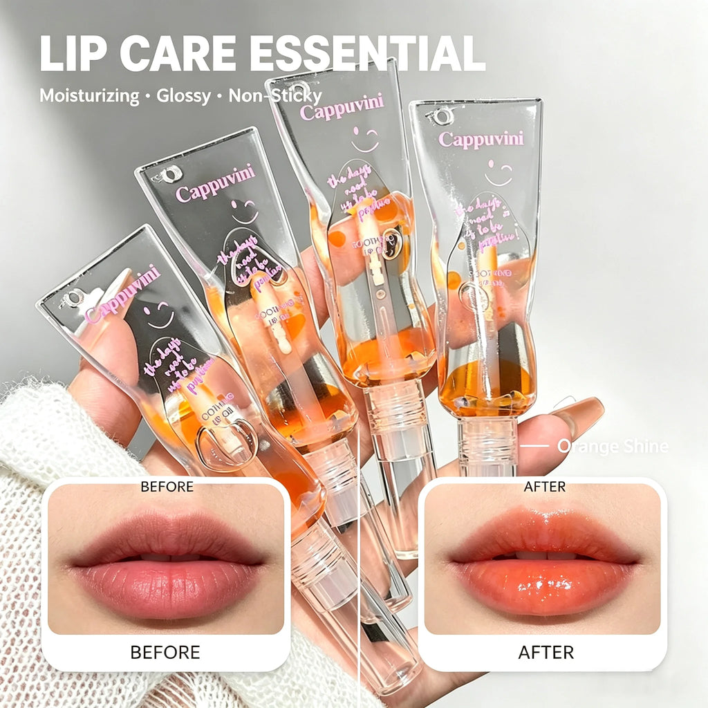 Cappuvini Smile Brightening Lip Oil, Lip Touch Up Essential Oil Color Changing Soft Lip Care