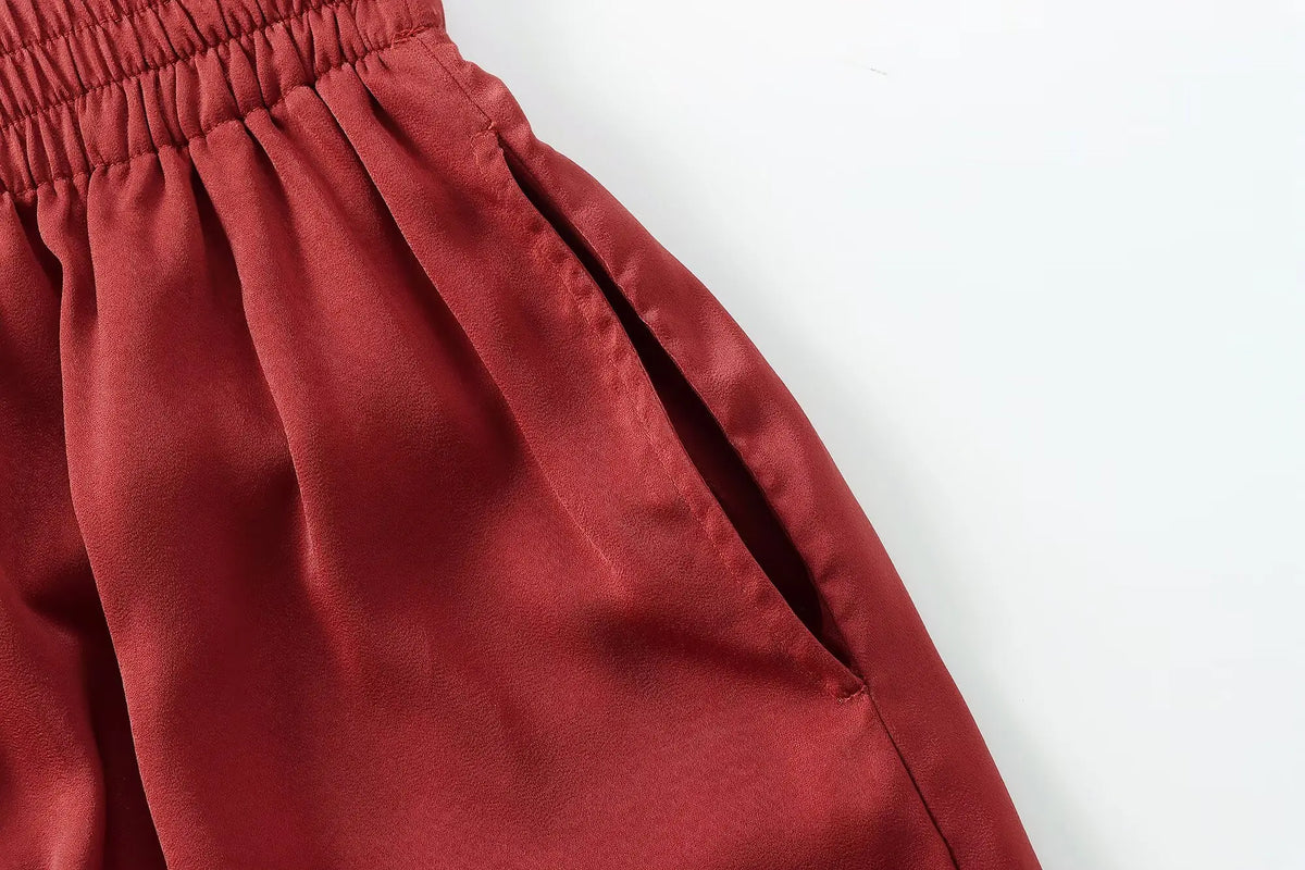 KONDALA Women's Wide Leg Pants - Casual Elastic Waist Trousers Pink