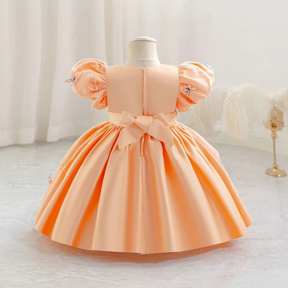 HETISO Butterfly Girl Kid's Dress Casual Cotton Baby's Dresses Spring Summer Child Birthday Ball Gown 1-4 Years