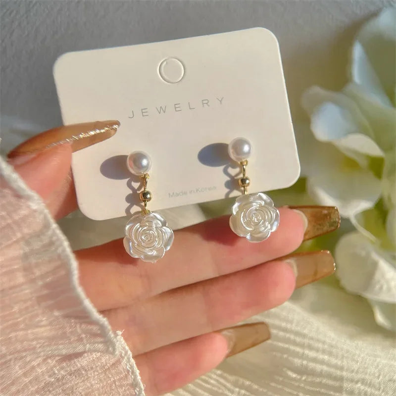 Korean Fashion Style Pearl Long Tassel Clip on Earrings for Women Simple Temperament Long Chain Non-piercing Ears Clip Earrings