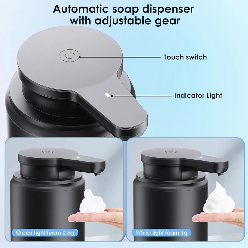 LAOPAO Foam Soap Dispenser Set IPX5 Waterproof USB-C Charging with Sensor Infrared Motion Sensor for Kitchen and Bathroom