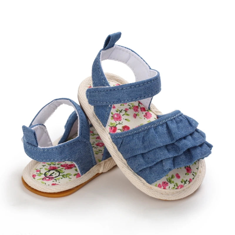 Baby Learning Walk Shoes,Back Zipper Summer Infant Sandals Soft Daily Wear Footwear for Newborn Baby Girls 0-1 Year
