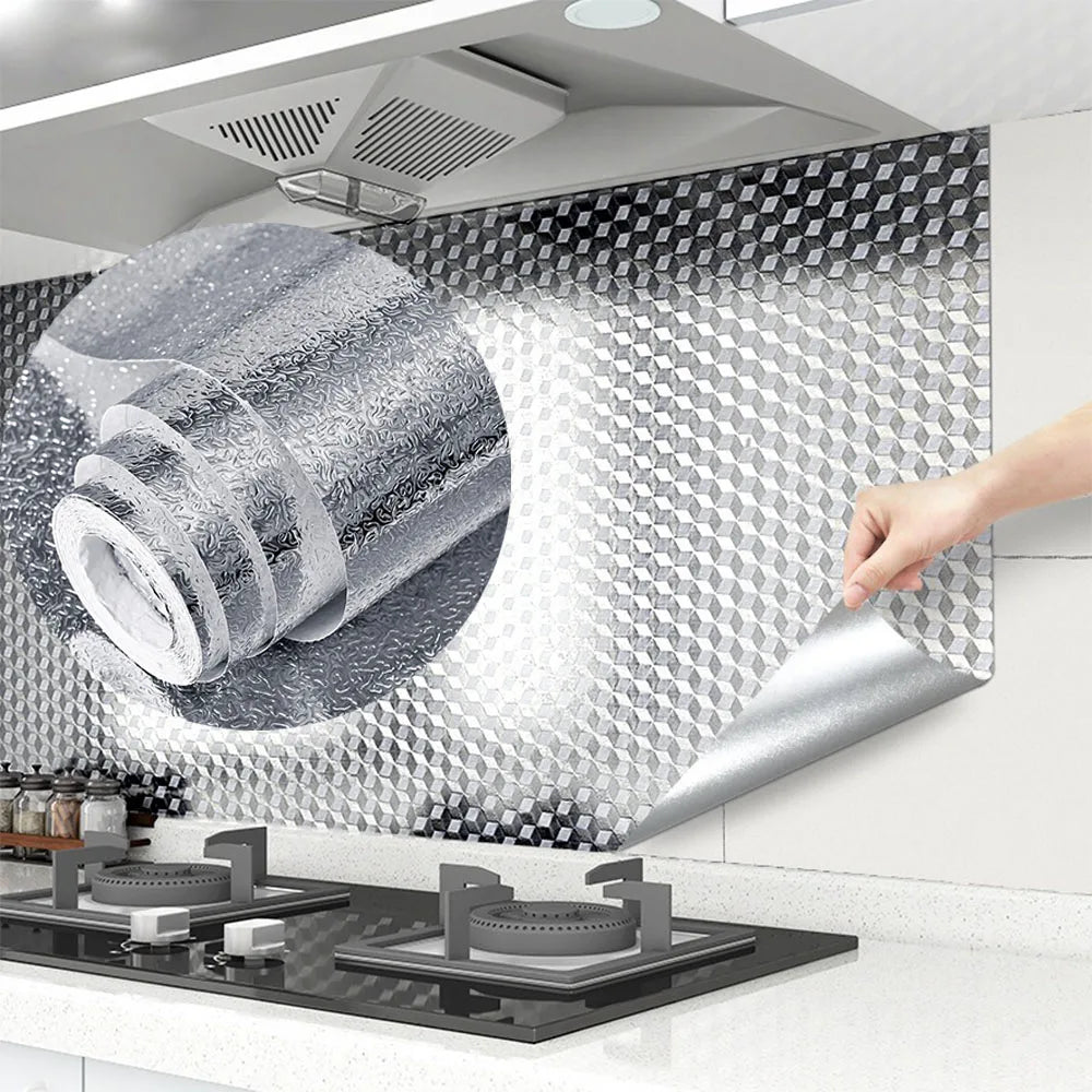 Pegatinas de pared de cocina resistentes a altas temperaturas, pegatinas a prueba de aceite, impermeables para gabinetes, estufas, papel de aluminio