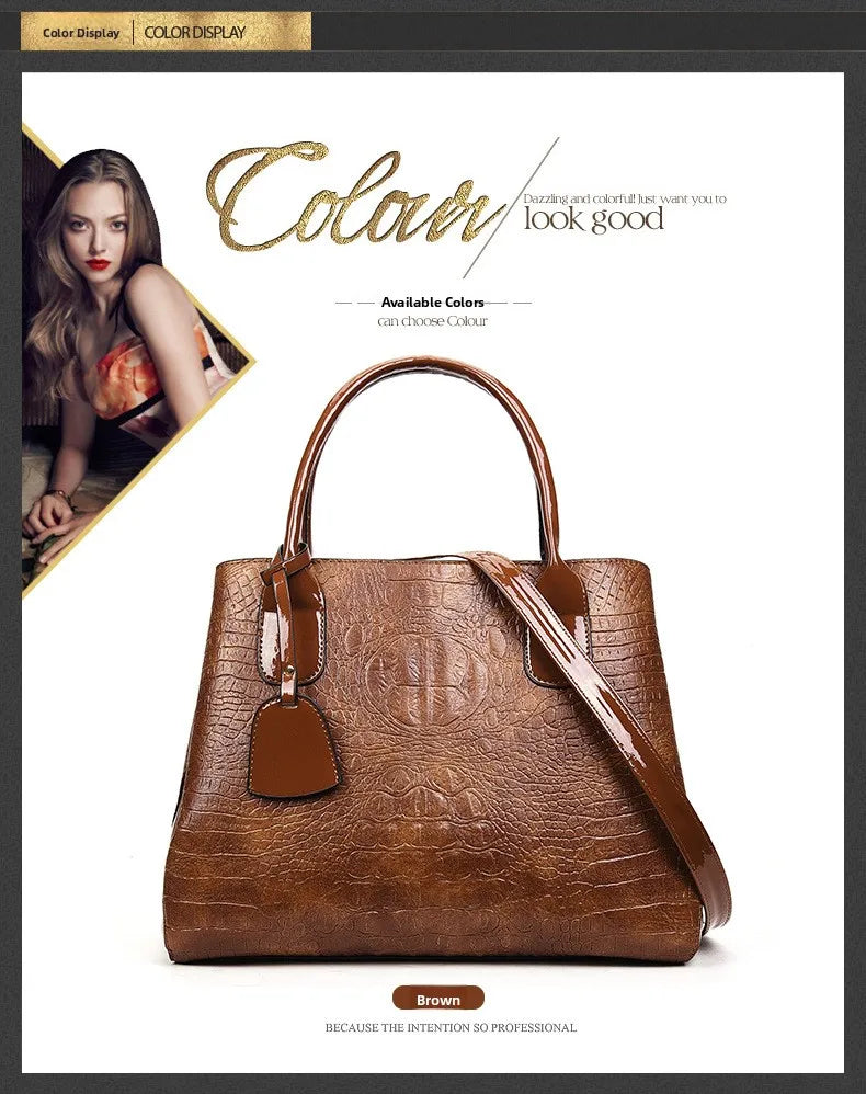 Fashionable Alligator Pattern Women's Handbag Hot Sale Of The Season New Large Versatile Single Shoulder Handbag Ladies Purse...