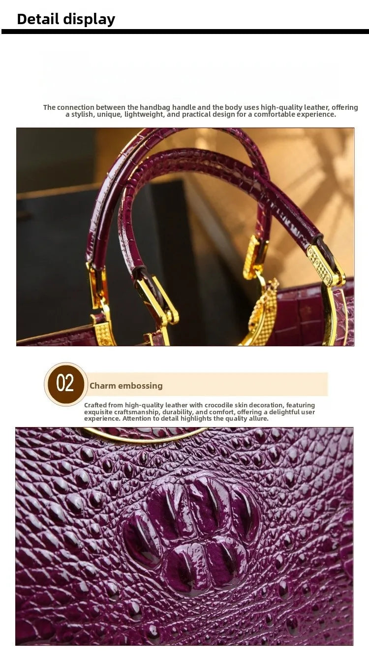 Elegant Leather Crocodile Pattern Wedding Handbag for Women Suitable for Bridal Events And Cheongsam Outfits European Vintage...