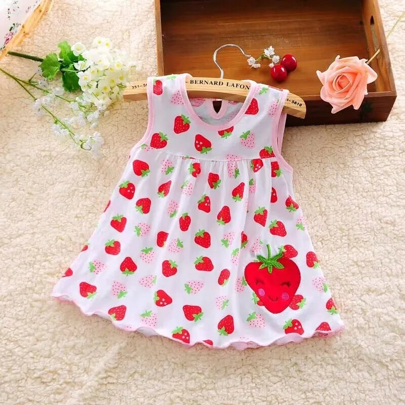 Baby Girl Embroidered Floral Cotton Sleeveless Dress Soft Breathable 100 Percent Cotton For Sensitive Skin