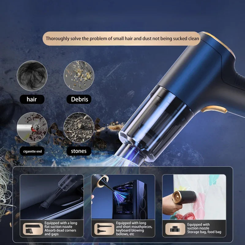1290000Pa Car Vacuum Cleaner Powerful Cleaning Strong Suction Handheld Portable Wireless Cleaner For Car Home New Hotsale