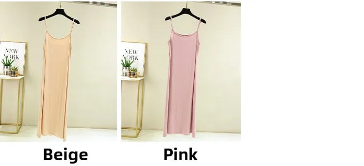 Modal Sleeveless Vest Dress Women Summer Thin Base Layer Color Block Casual round Neck Scene Casual July Deer Brand Dress