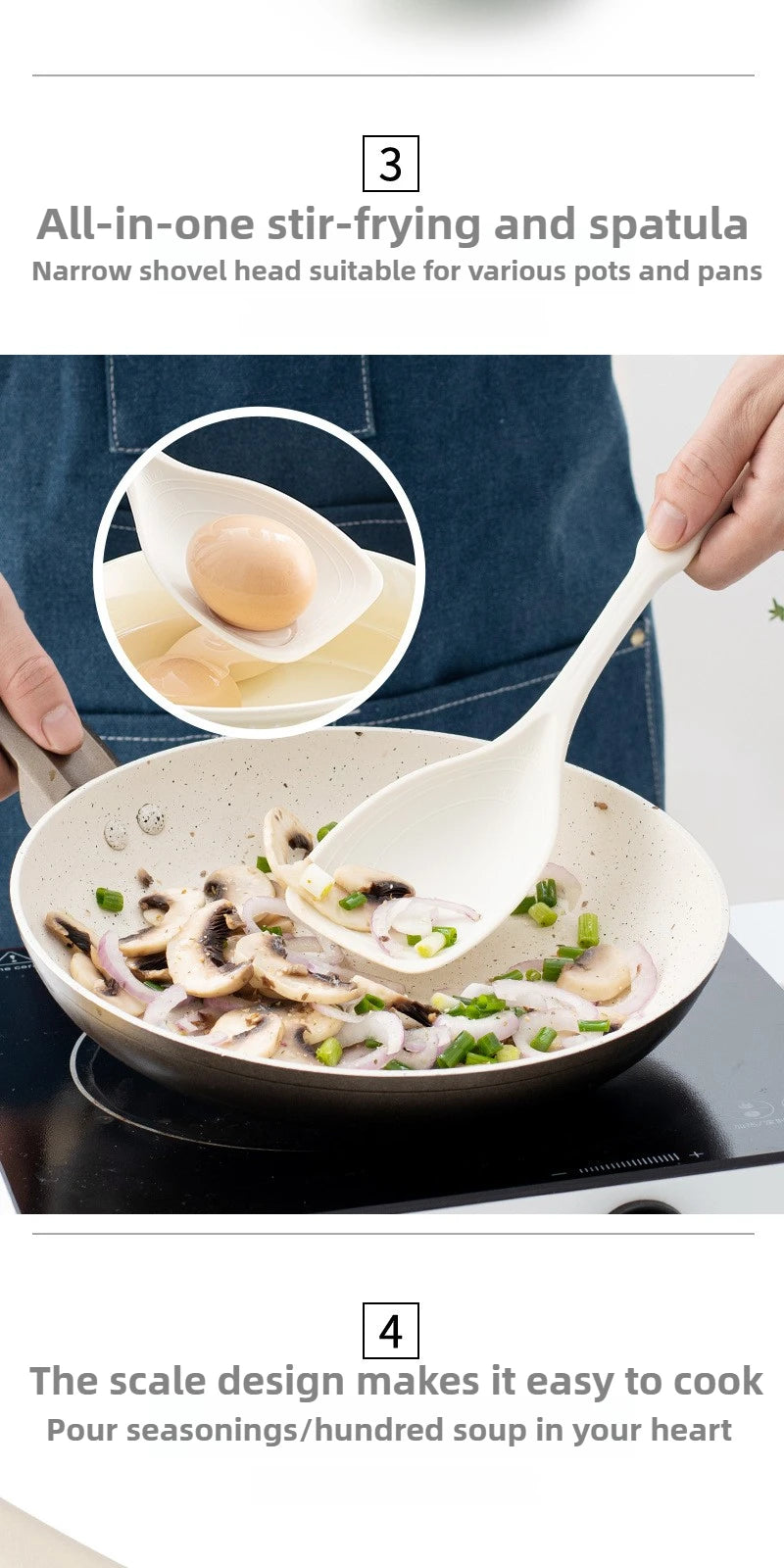Silicone Cooking Spoon - Heat Resistant Kitchen Utensil 31cm