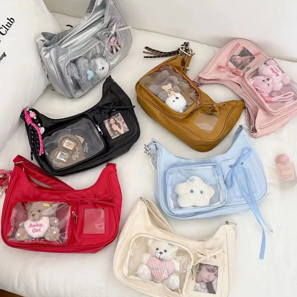 Y2k Harajuku Shoulder Bag Women Korean Transparent Ita Bag School Crossbody Bag Female Japanese Designer Preppy Handbag Purse