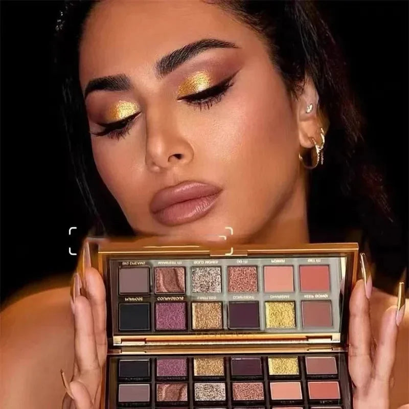 18-color Eye Shadow Palette Pearlescent Flow Finish Matte Glitter Rose Gold Black Punk-inspired Tones Party Makeup
