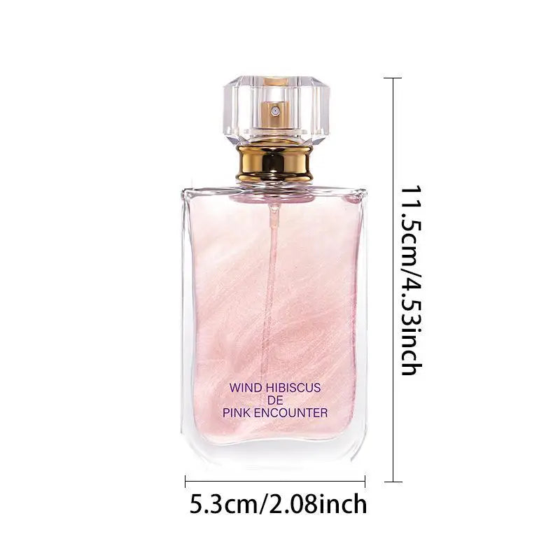 50ml Feng Mu Jin Pink Encounter Women Eau De Parfum, Long Lasting Floral Fruity Perfume, Grapefruit Quince Hyacinth Jasmine Scent, Musk Cedar Amber Fragrance, Shimmer Quicksand Bottle Gift for Girlfriend