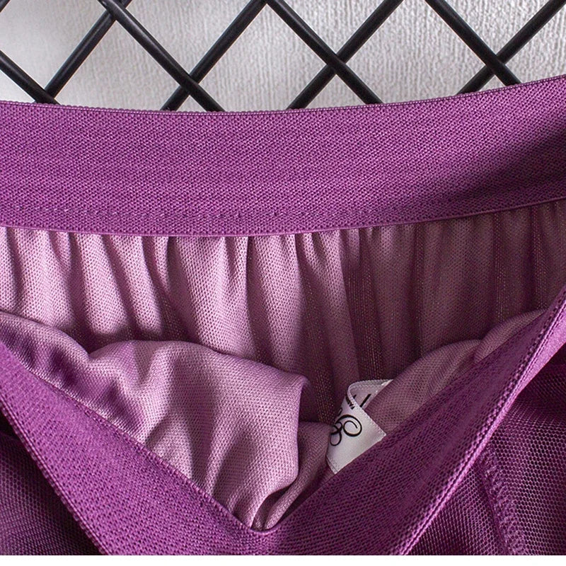 New large hem chiffon long skirt for women's Korean casual simple solid color three-layer A-line high waisted long skirt