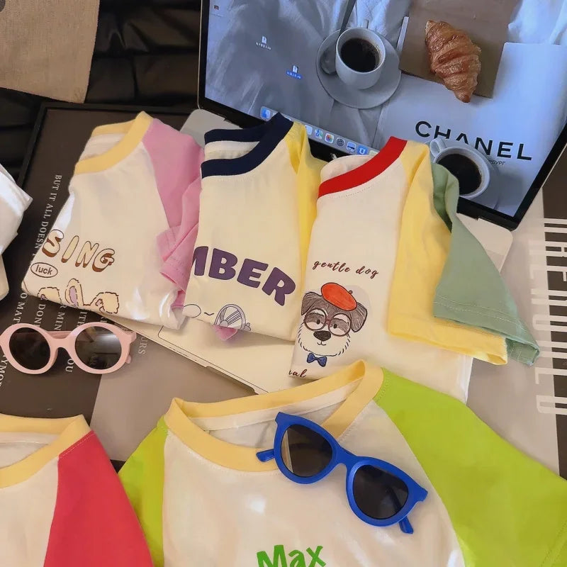Summer New Children'S Cotton Cartoon Printed Short Sleeved T-Shirt Boys And Girls Raglan Sleeves Stylish Casual Tops