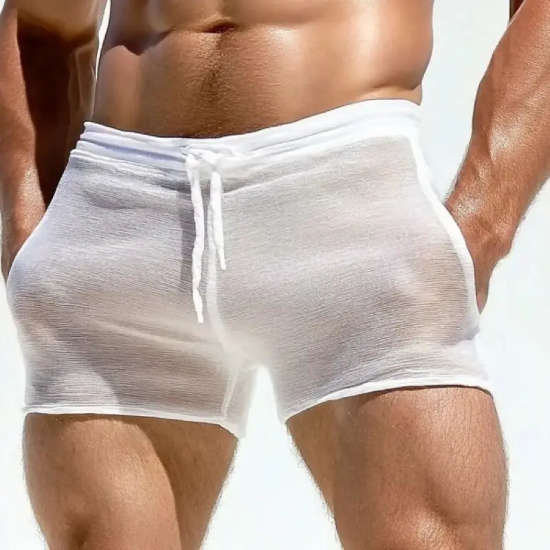 Men'S Sexy Lace-Up Shorts - Comfortable Home Leisure & Fitness Shorts For Men, Breathable Casual Workout Shorts, Stylish Lounge