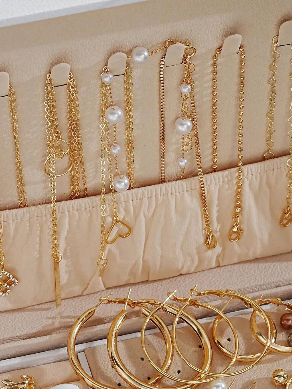 86Pcs/Set Elegant Pearl Earrings Multi-Layered Necklace Ear Studs Rings 4-In-1 Jewelry Set For Women'S Daily Wear (No Box)