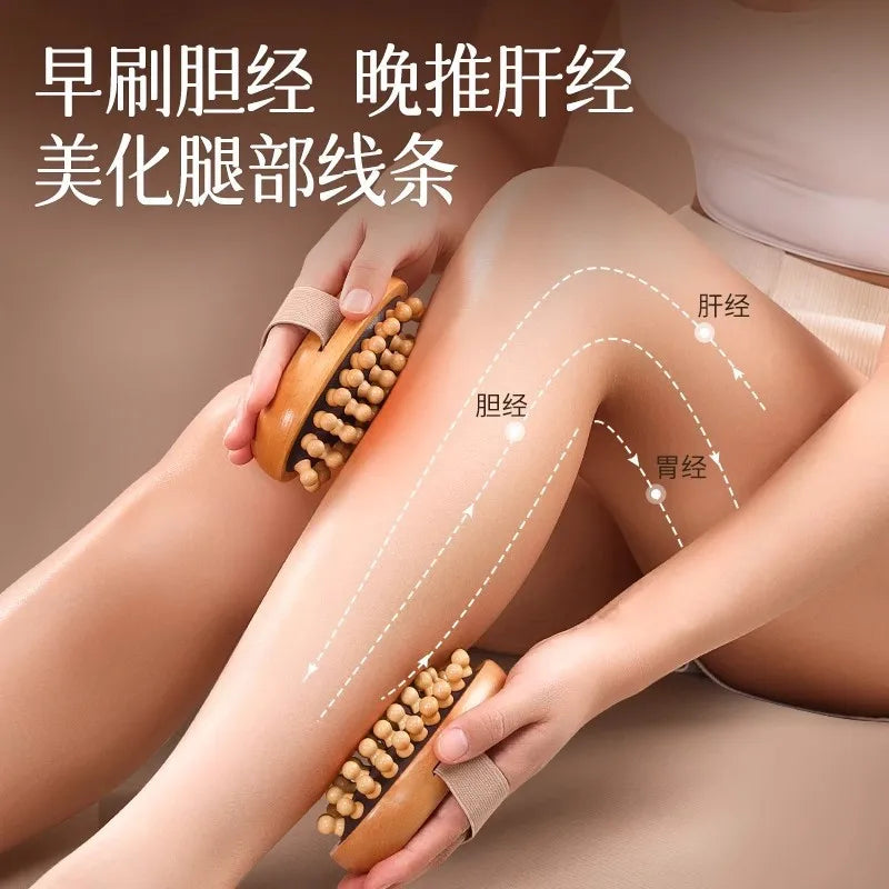Home massage comb, beech wood meridian brush, universal for the whole body to clear meridians, abdominal and leg massage device