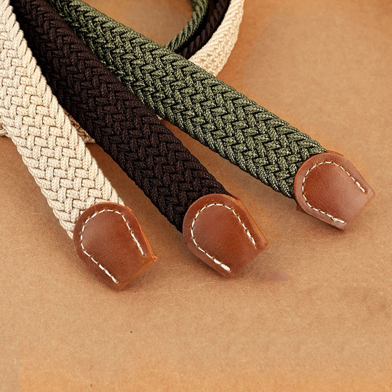 Women's elastic and elastic woven belt in one outfit, casual and versatile denim belt for men and women