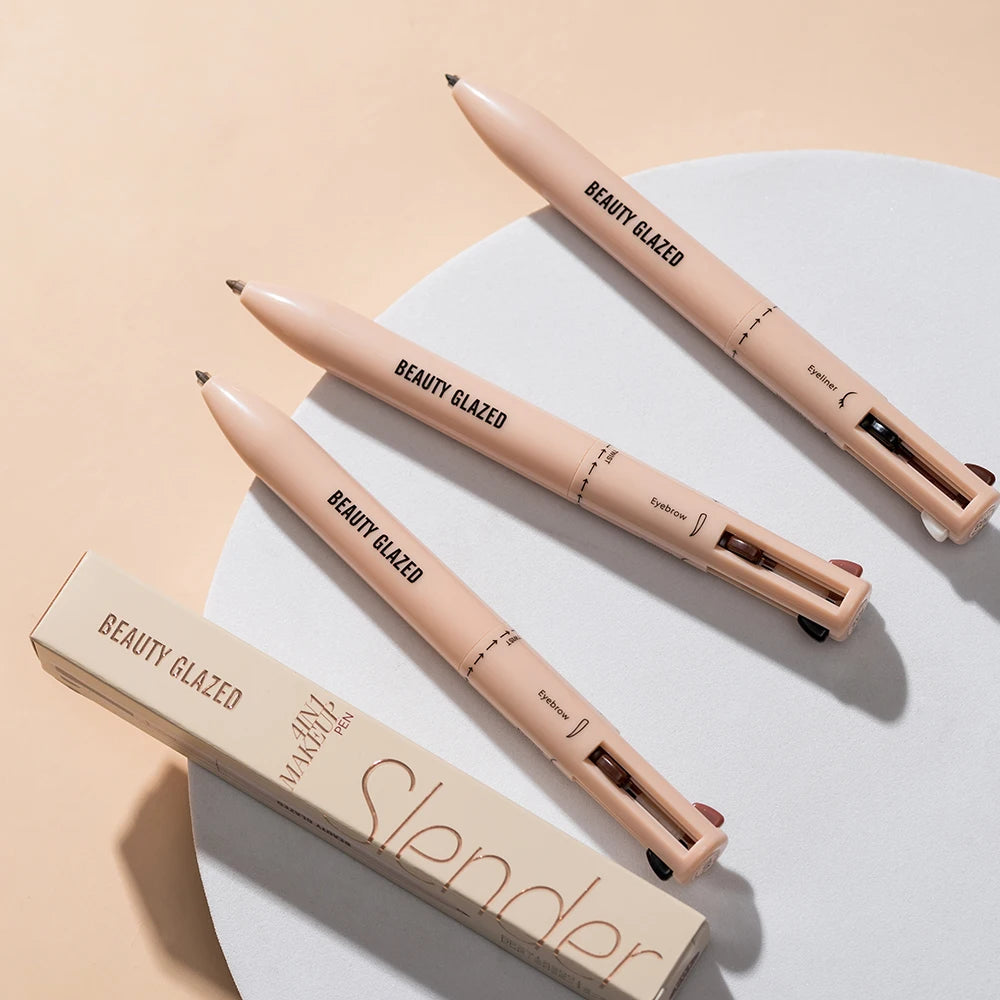 Beauty GlazedMulti-Function Beauty Glazed 4-in-1 Makeup Pen Waterproof Cosmetic Pencil for Eyeliner Brow Lip Highlighter
