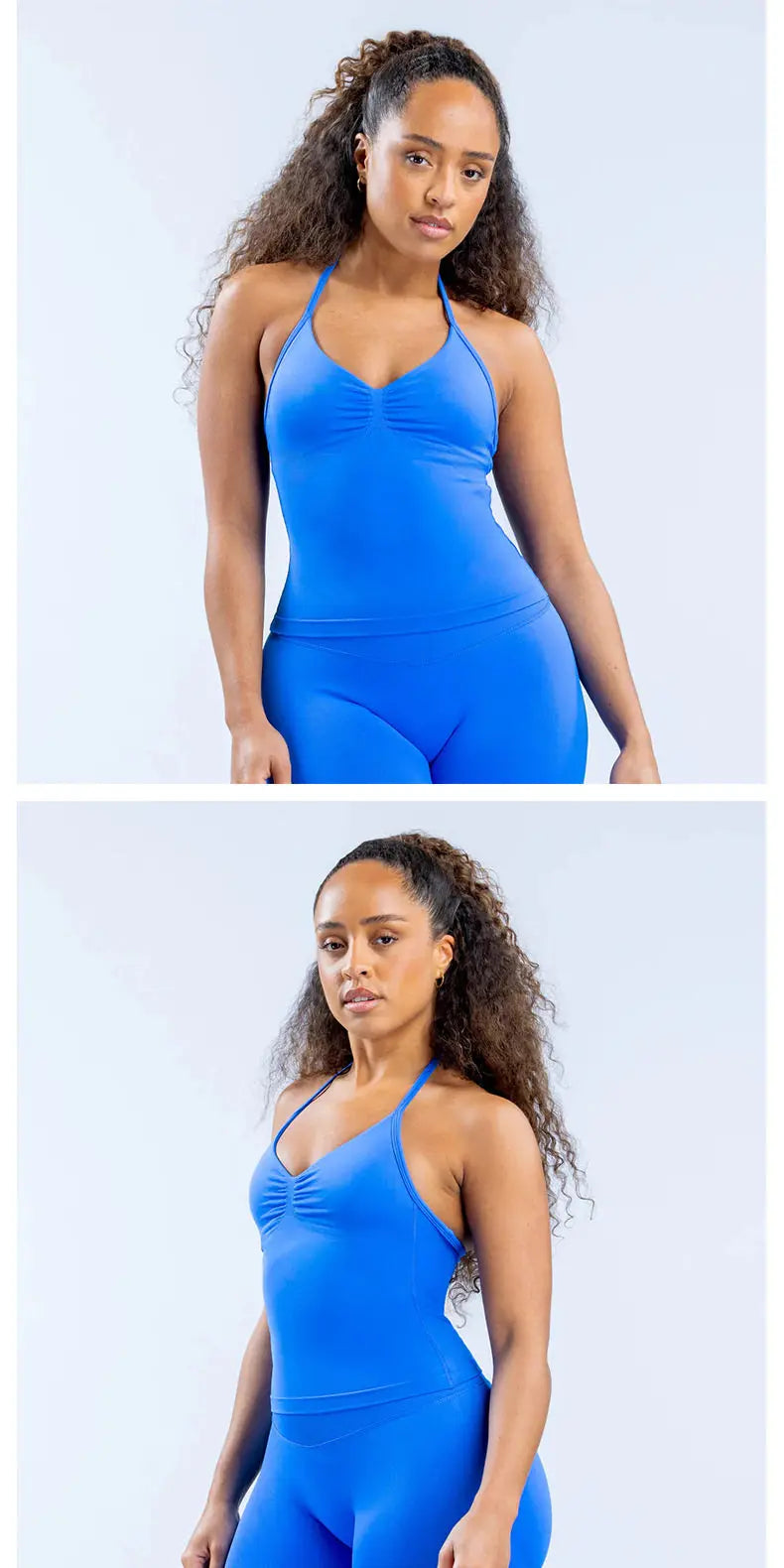 Longline Strappy Seamless Yoga Tank Top Ruched Backless Gym Workout Sleeveless Shirts with Built-in Bra Vest for Women