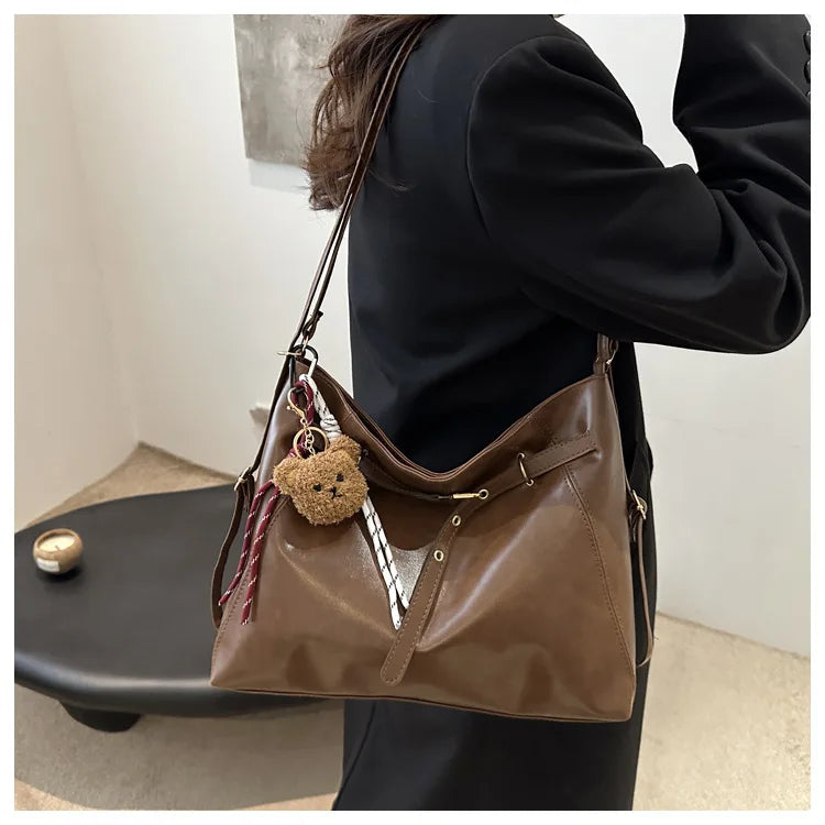 Vintage Large Capacity Women's Shoulder Bag Fashion Backpacks Pu Leather Ladies Crossbody Bag Female Commuter Tote Handbags