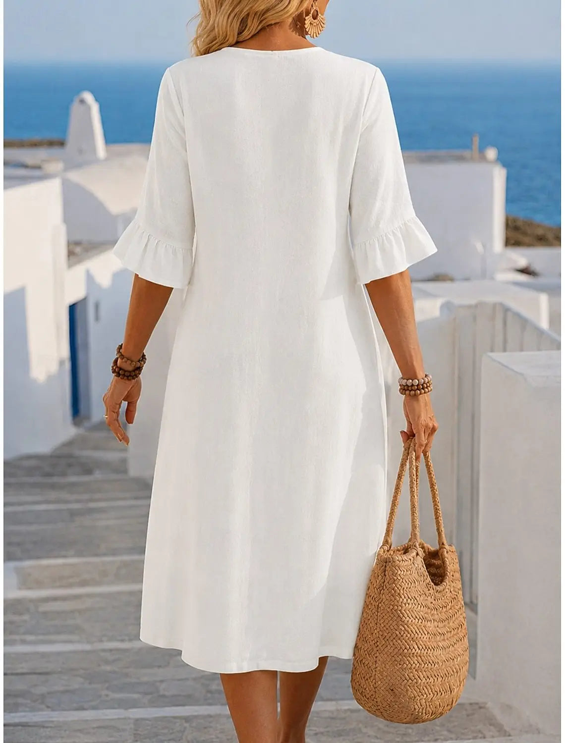 2026 New Summer Autumn Women's Solid Color Print Casual Comfortable Dress Soft Breathable Daily Wear Loose Fit Flowy Dresses for