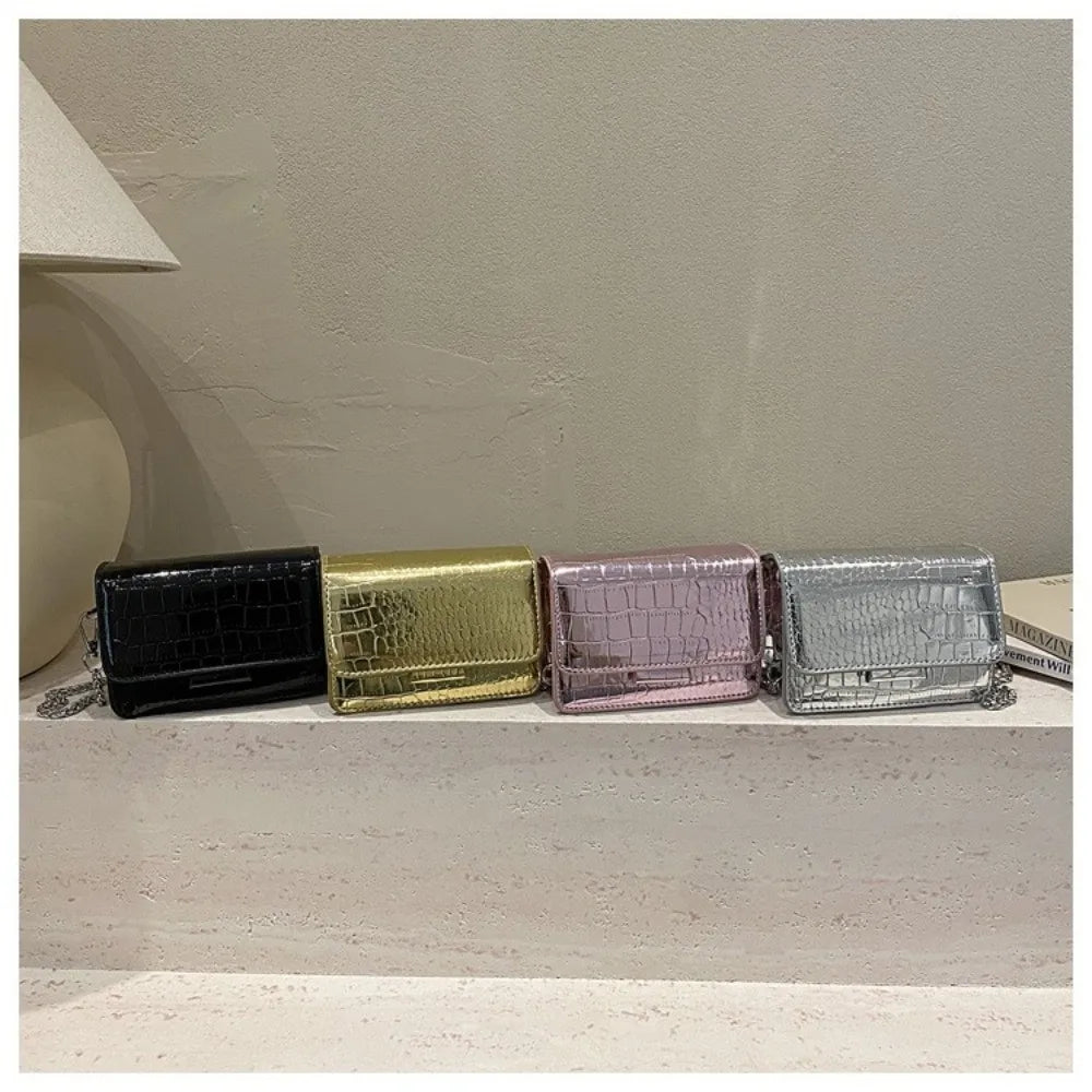 Fashionable Chain Strap Square Bag Solid Color PU Leather Crossbody Bag Tote Bag Women