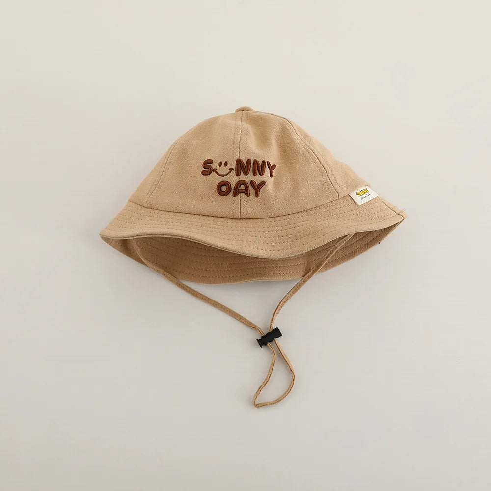 Embroidered Baby Bucket Hat Sun Safe Unisex Beachwear For Toddlers With Letter Design