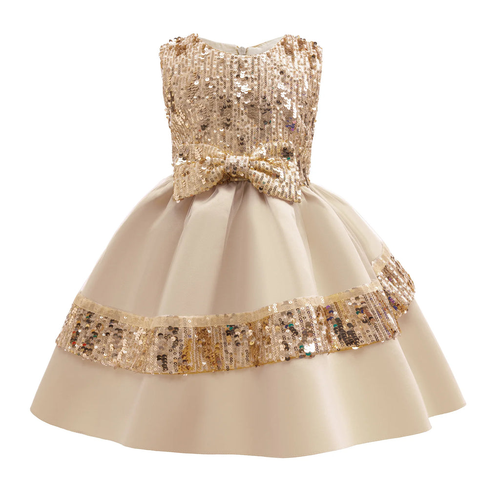 HETISO Princess Dress for Girls Sequined Sleeveless Tutu Gown Children's Fashion Birthday Party Frocks for Ages 2-10