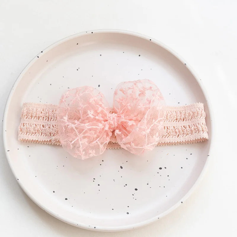 White Lace Bow Baby Headbands for Girl Cute Bowknot Hair Band Elastic Infant Turban Newborn Headwear Baby Hair Accessories 머리띠