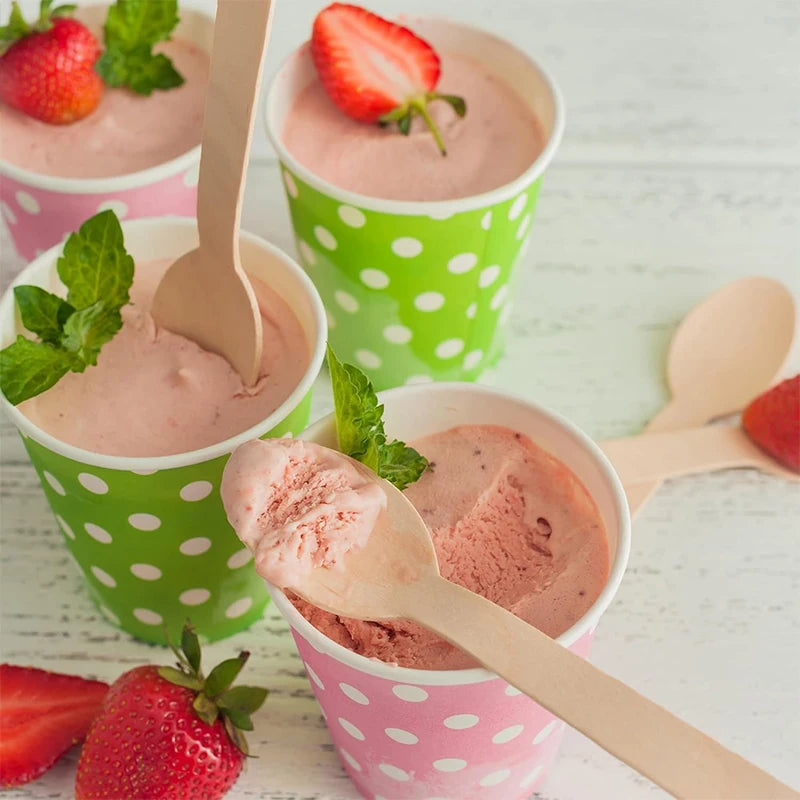 50/100PCS Disposable Wooden Tableware Wedding Party Wooden Knife Fork Spoon Tableware for Tasting Yogurt Ice Cream Cake