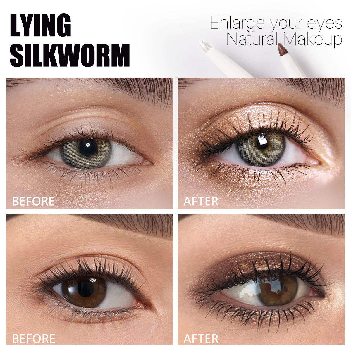 1 pc Smooth Nib Lying Silkworm Pen, Waterproof and Long-Lasting, Multi-Functional Lying Silkworm Pen, Eye Cosmetics