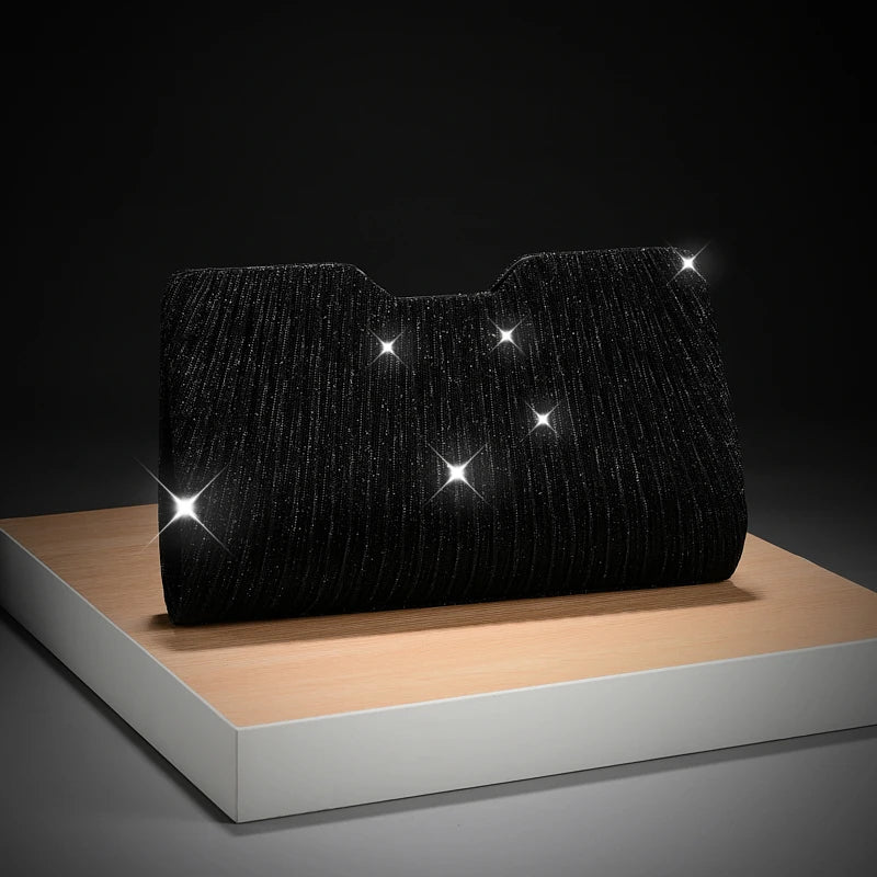 Women's Striped Envelope Shoulder Bag - Ruched Chain Evening Bag