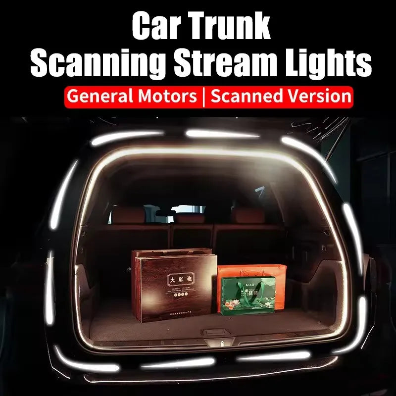 LED Trunk Lighting Lights Dynamic Flowing Flexible Light Strip On/Off Scanning Atmosphere Lamp Waterproof for Car Accessories