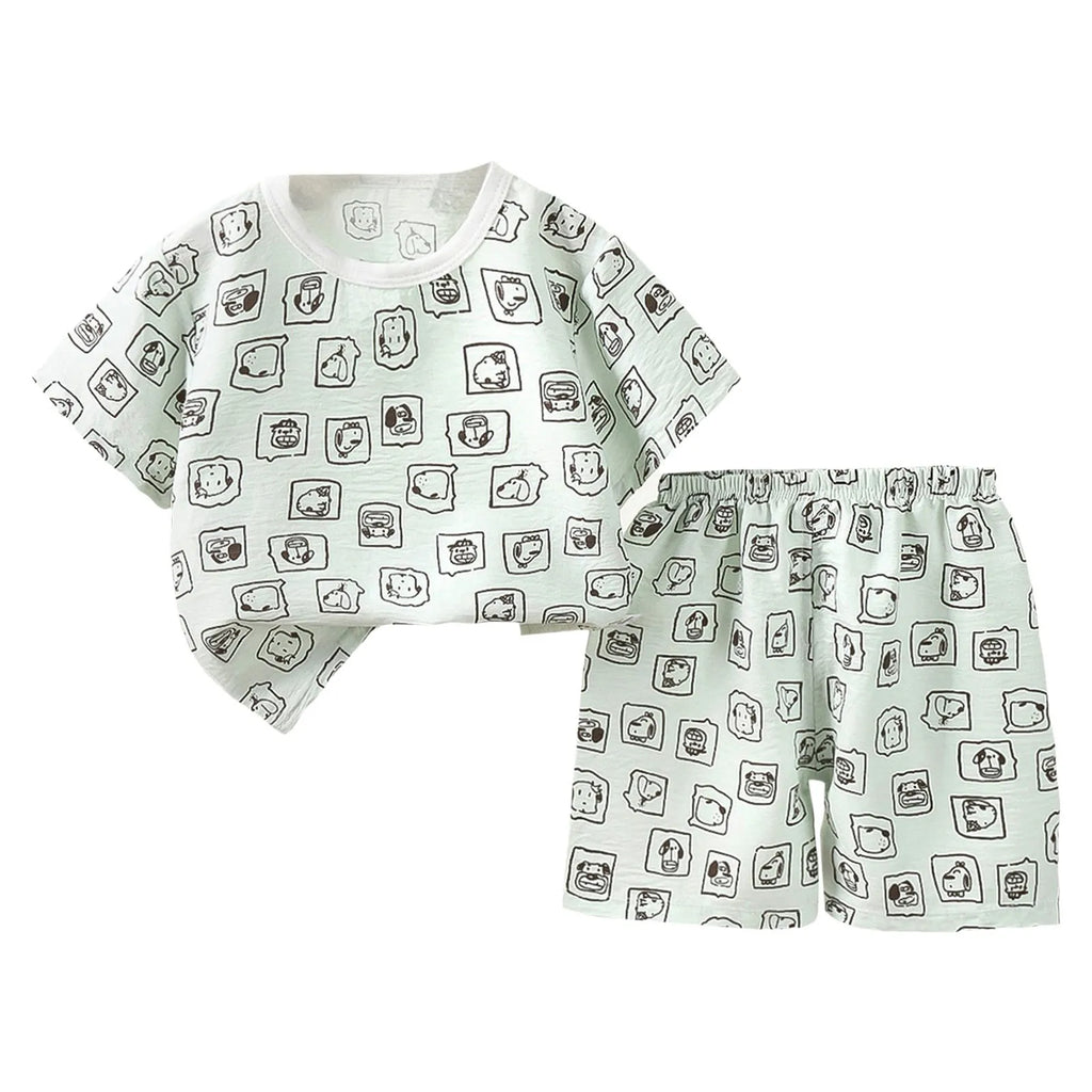 Baby Boy Set Summer Boys Short Sleeved Shorts Loose Stylish Two Piece Suits Girls Short Sleeved Suits Home Clothes 한국 아동복 2025