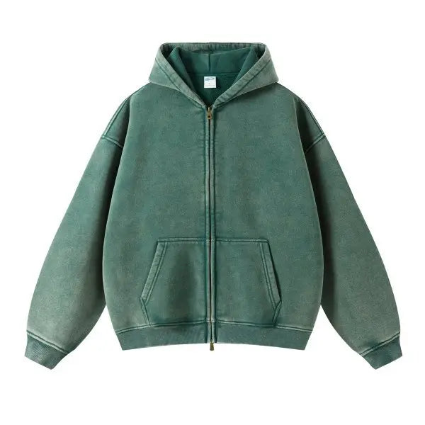 Maqvob High Quality Luxury Apparel Street Wear Euro Us Size Spring Autum Full Up Zipper Washed Batik Dye Hoodie