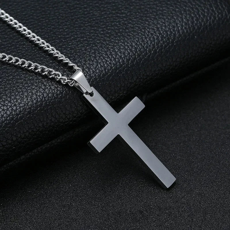 Vintage Gothic Pendant Cross Necklace Cool Street Style Punk Jewelry For Men Women'S Black Chain Accessories Decoration