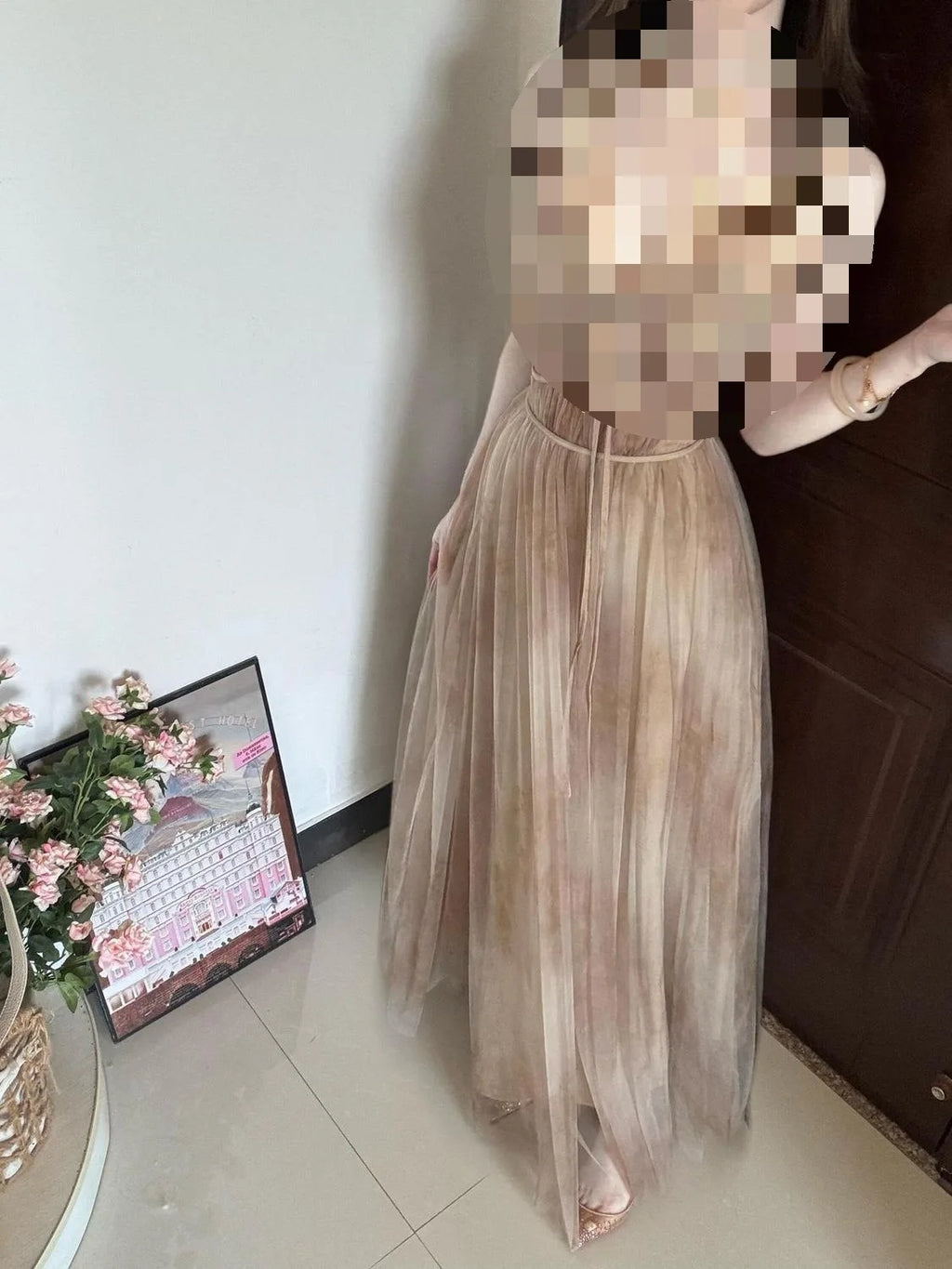 Chunshan Yuan Dai Lace Sleeveless Dress Net Collar Women's Summer New Style Casual Long Sleeve Dress with Inner Lace Shirt