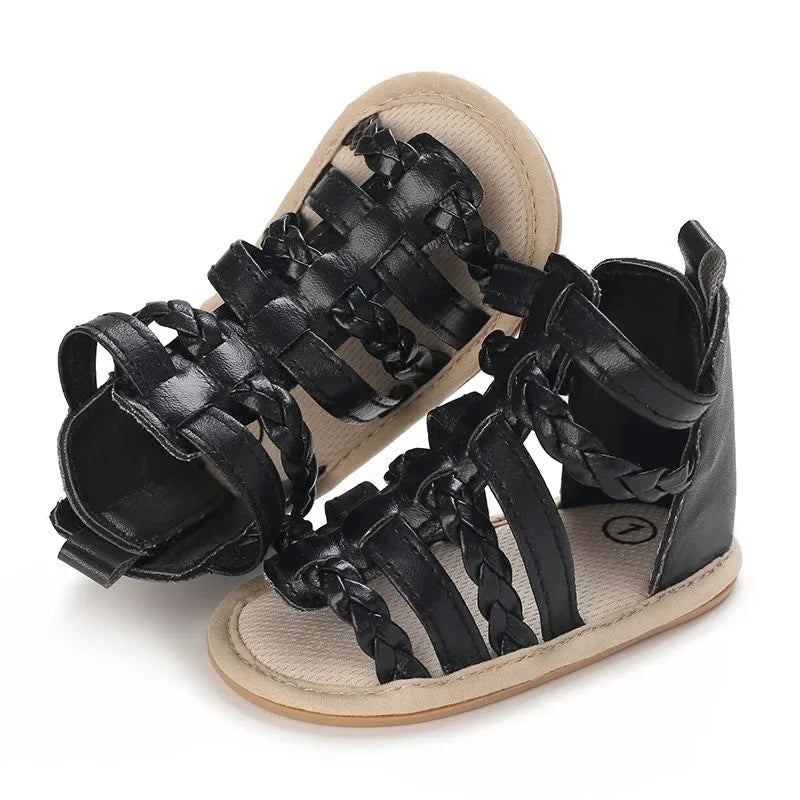 Spring and Summer High-Top Breathable Sandals for Baby Girls 0-12 Months Soft-Soled Toddler Shoes