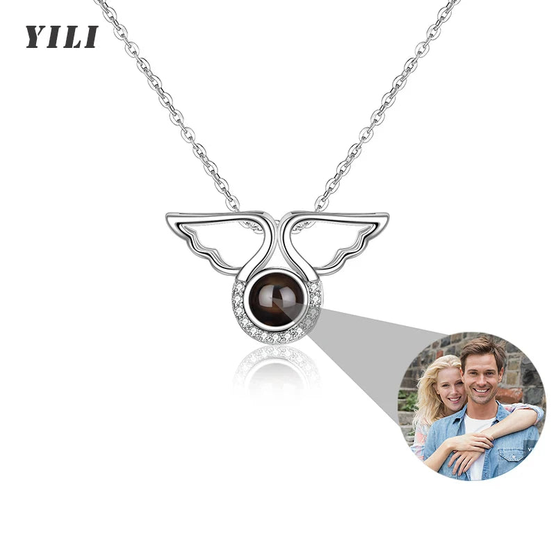 Custom Photo Projection Necklace With I Love You In 100 Languages Personalized Gift For Women