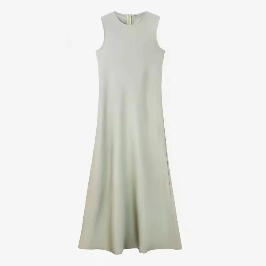 Silk Satin Maxi Dress & Knit Top Set