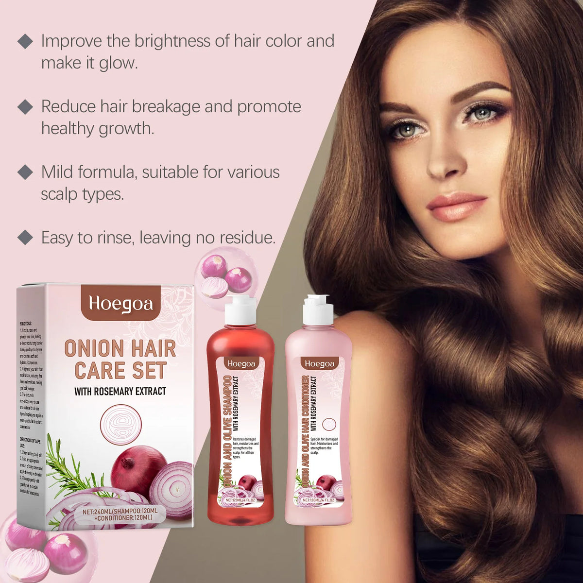 Onion and Rosemary Hair Shampoo and Conditioner Set - 240ml