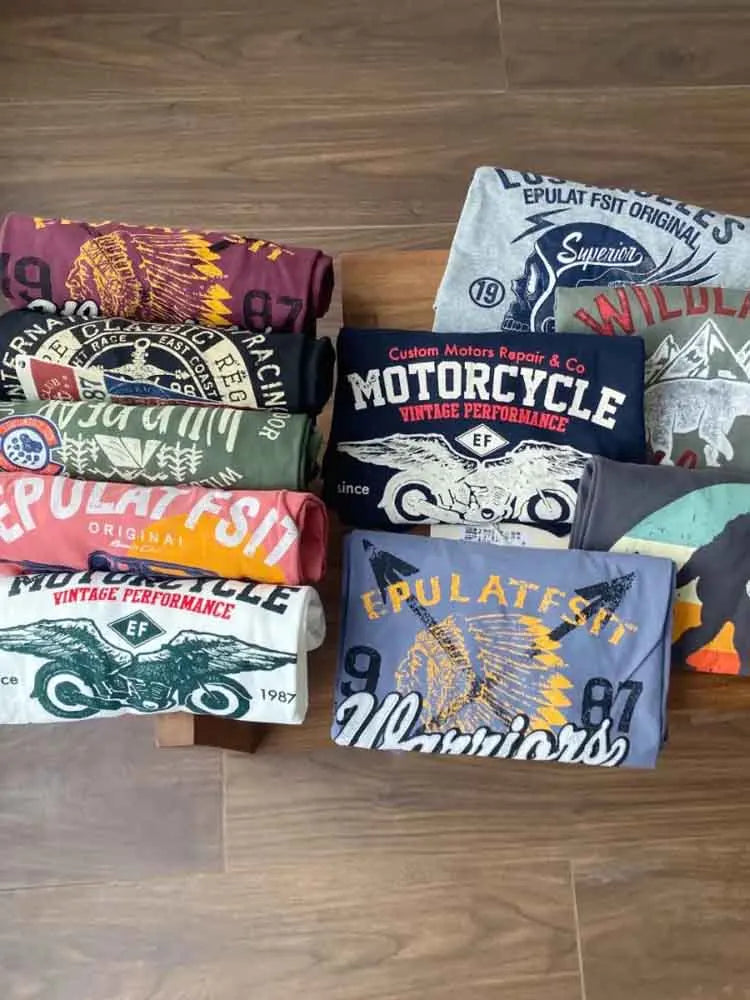 Autumn New Style Men'S Long Sleeve T-Shirt Pure Cotton Washed Brushed Casual Round Neck Base Shirt Retro American Print Breat...