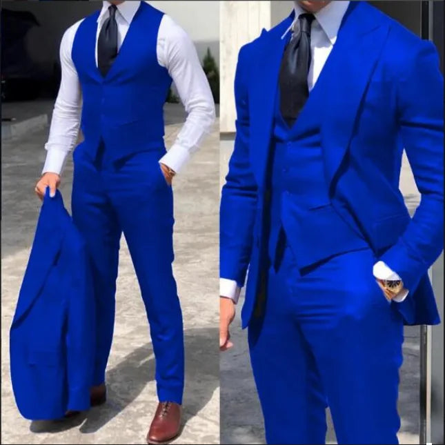 Slim Fit Wedding Tuxedo Suit 3 Piece Set For Groom And Groomsmen Jacket Vest Pants