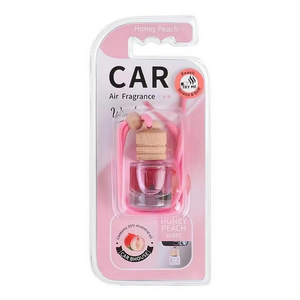 Hanging Car Air Freshener Refillable Glass Bottle Wooden Cap Essential Oil Diffuser Pendant Long Lasting Auto Perfume Ornament