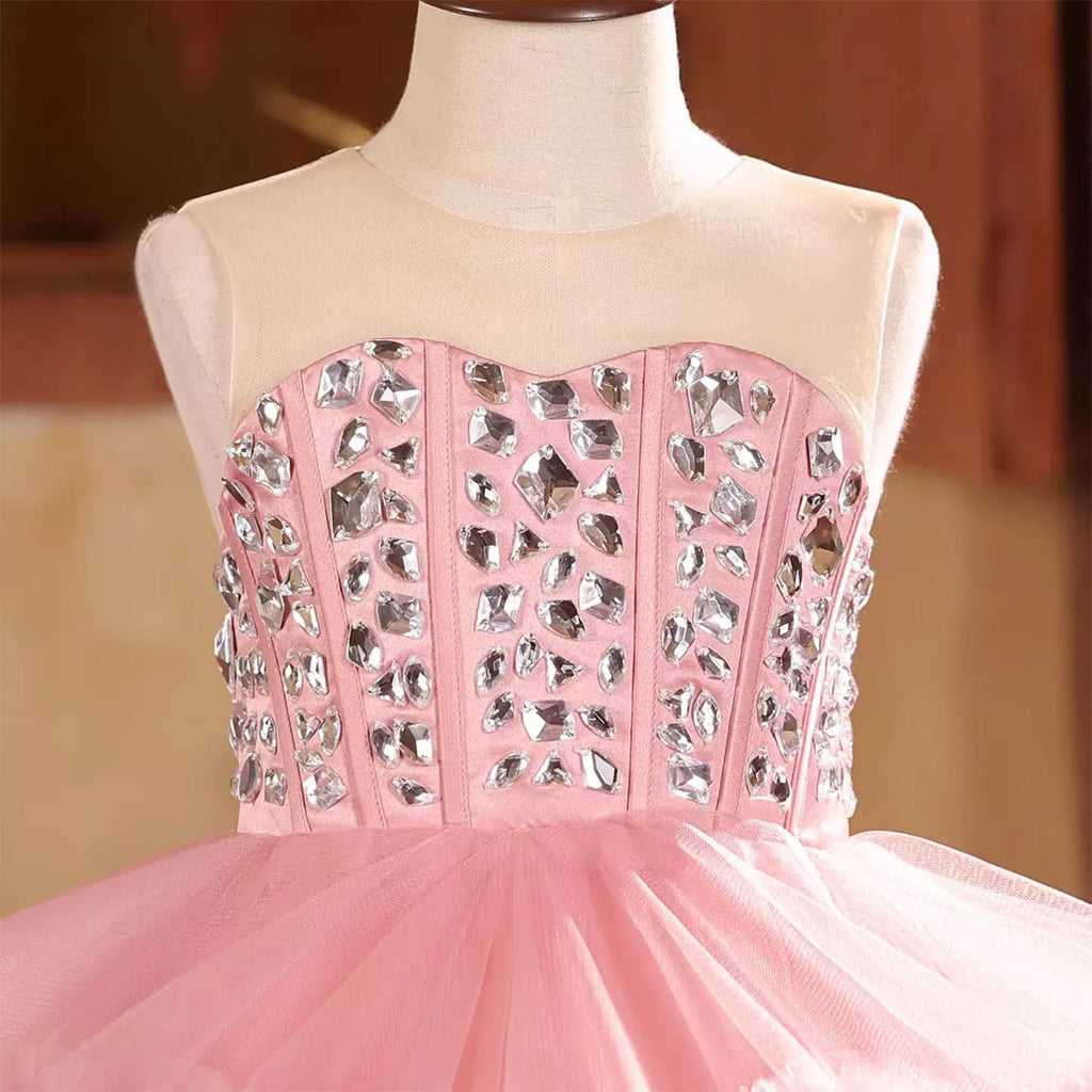Dreamy Vow D218 Elegant Flower Girl Dress Tiered Beaded Princess Kids Fomal Gown for Wedding Birthday Festival Party Pageant