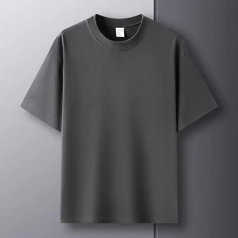 2026 Summer High-End Brand Men Round Neck Short Sleeve T-Shirt, 100% Pure Cotton Fashion Breathable Casual Tops